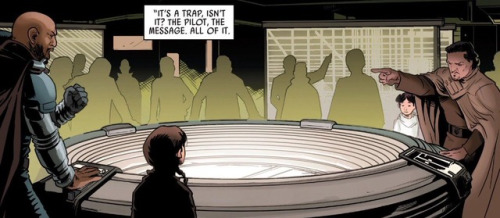 Cena de encontro entre Leia e Jyn nos quadrinhos.