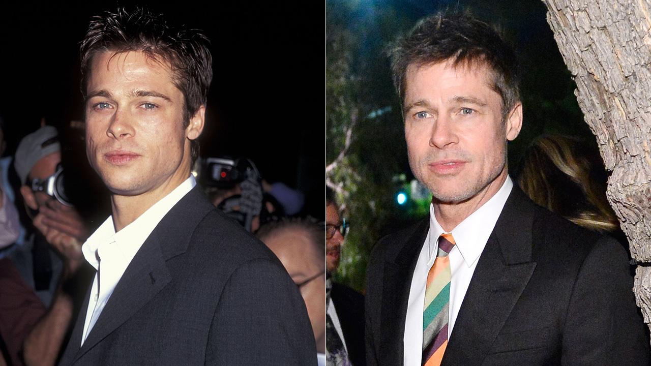 Brad Pitt nos anos 1990 (esquerda) e hoje em dia