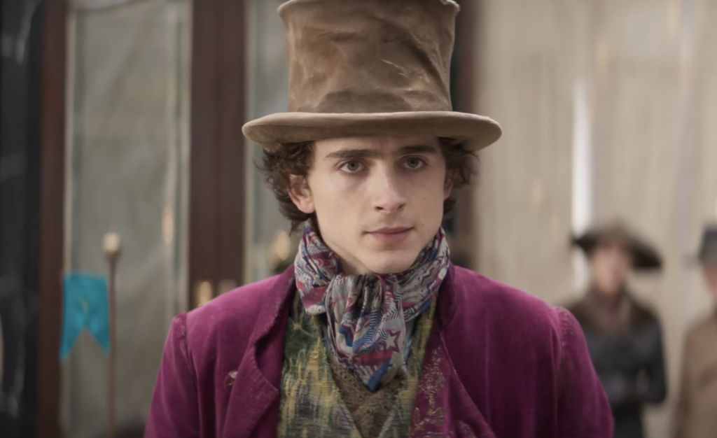 Timothée Chalamet como jovem Willy Wonka