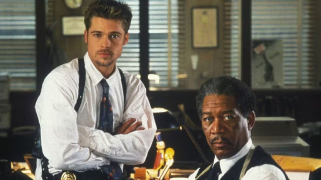 Brad Pitt e Morgan Freeman em Seven