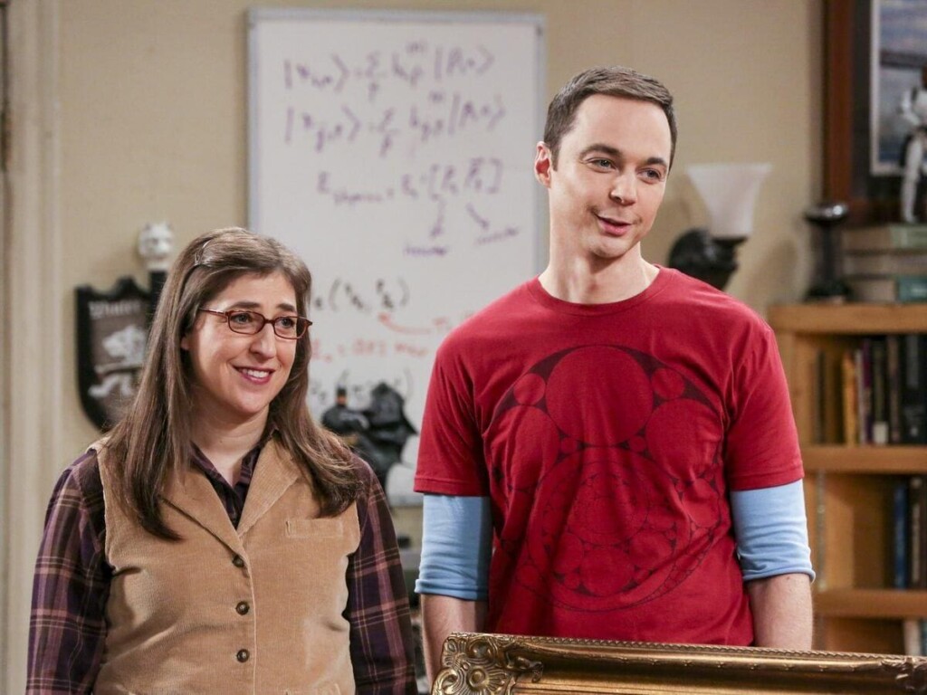 Amy e Sheldon em The Big Bang Theory
