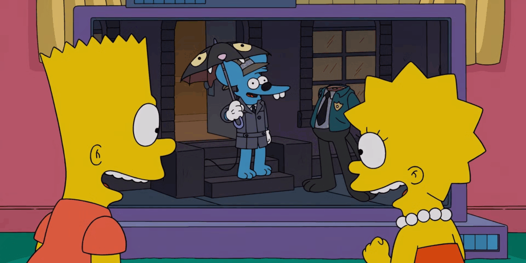 Bart e Lisa assistindo Itchy e Scratchy